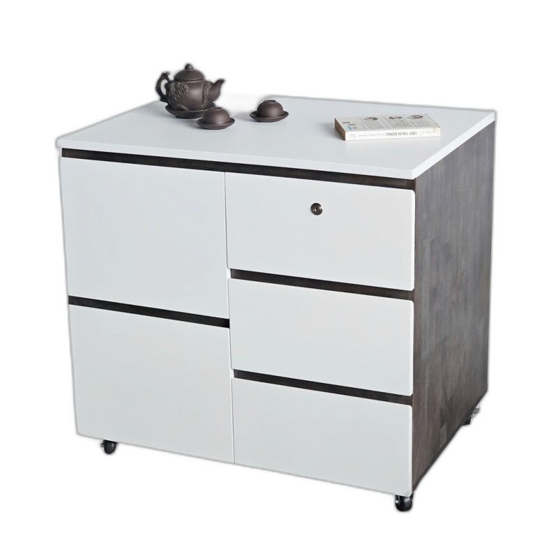 Bàn đảo bếp di động 80x50x75cm gỗ cao su