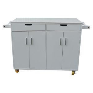 Bàn đảo bếp di động Full Trắng có bánh xe mặt đá (110x50x90cm) - hình 1