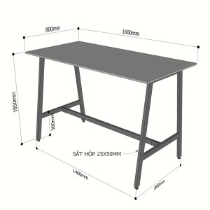 Bàn đứng 160x80x105cm gỗ Plywood phủ melamin chân sắt lắp ráp STD68035 - hình 1