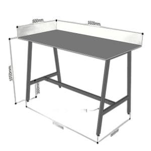 Bàn đứng 1m6 gỗ cao su chân sắt lắp ráp STD68036