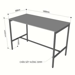 Bàn đứng 1m6 gỗ Plywood phủ melamin chân sắt STD68038 - hình 1