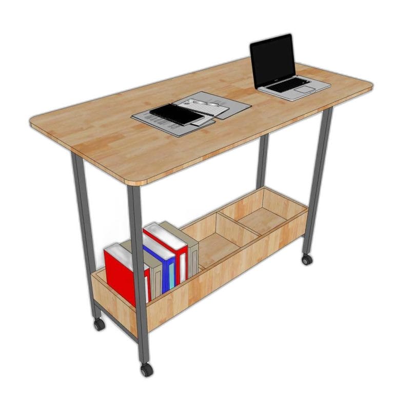 Bàn đứng di động có kệ sách 140x70x105cm chân sắt STD68041