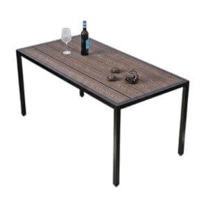 Bàn ngoài trời 140x70cm gỗ nhựa chân sắt