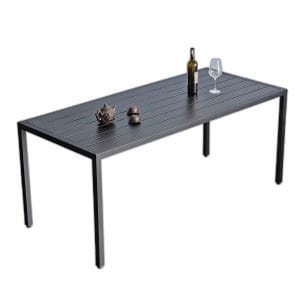 Bàn ngoài trời 180x80cm chân sắt gỗ cao su
