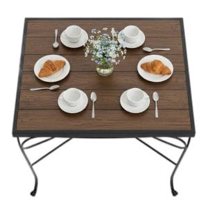 Bàn ngoài trời vuông 90x90cm gỗ nhựa vân nổi 3D