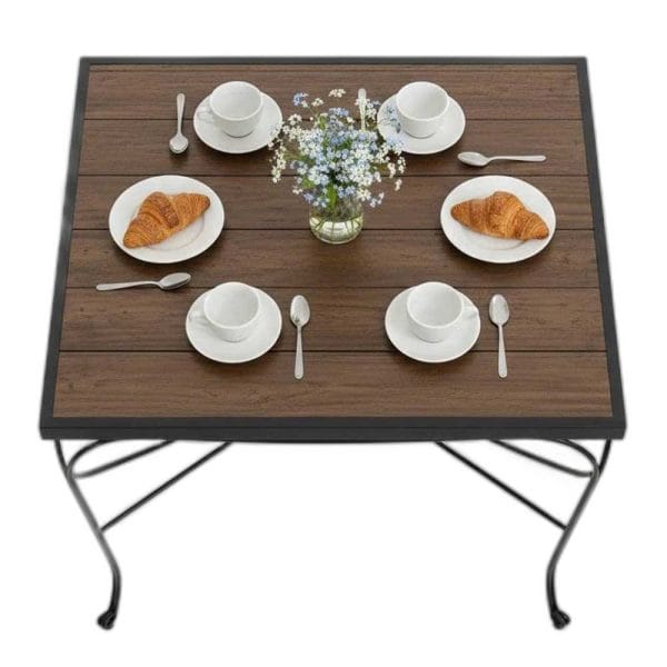Bàn ngoài trời vuông 90x90cm gỗ nhựa vân nổi 3D