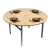 Bàn nhà hàng gấp gọn đk 140cm gỗ cao su