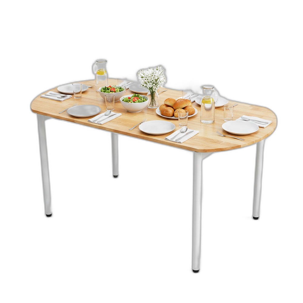 Bàn Oval 160x80cm gỗ cao su chân sắt hệ Hệ OMA II Bàn Oval 160x80cm gỗ cao su chân sắt hệ Hệ OMA II