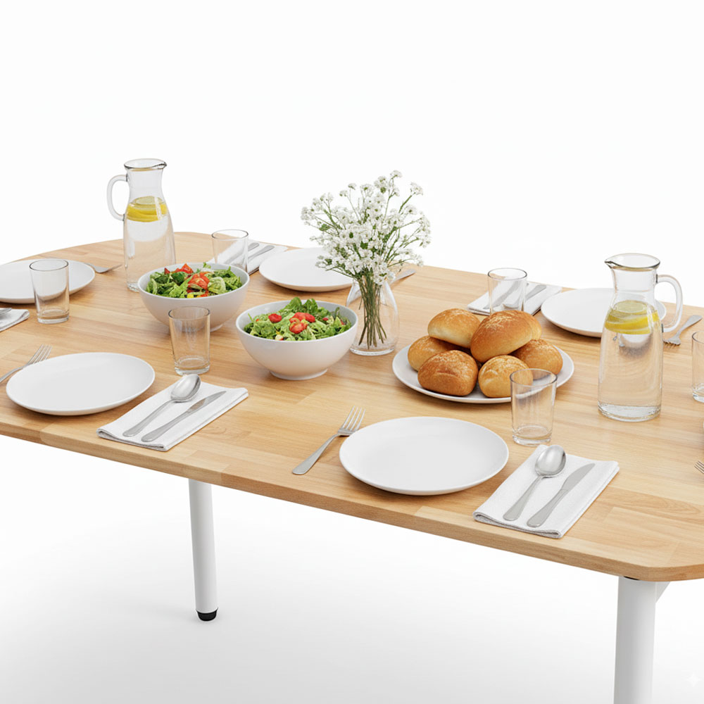 Bàn Oval 160x80cm gỗ cao su chân sắt hệ Hệ OMA II Bàn Oval 160x80cm gỗ cao su chân sắt hệ Hệ OMA II - hình 1