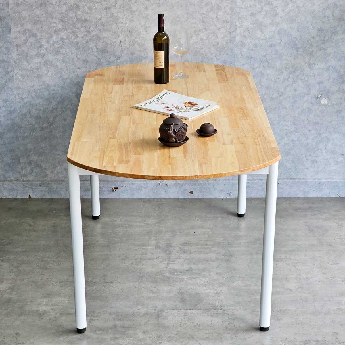 Bàn Oval 160x80cm gỗ cao su chân sắt hệ Hệ OMA II Bàn Oval 160x80cm gỗ cao su chân sắt hệ Hệ OMA II - hình 2