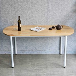Bàn Oval 160x80cm gỗ cao su chân sắt hệ Hệ OMA II - hình 3