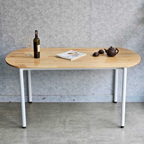 Bàn Oval 160x80cm gỗ cao su chân sắt hệ Hệ OMA II - hình 3