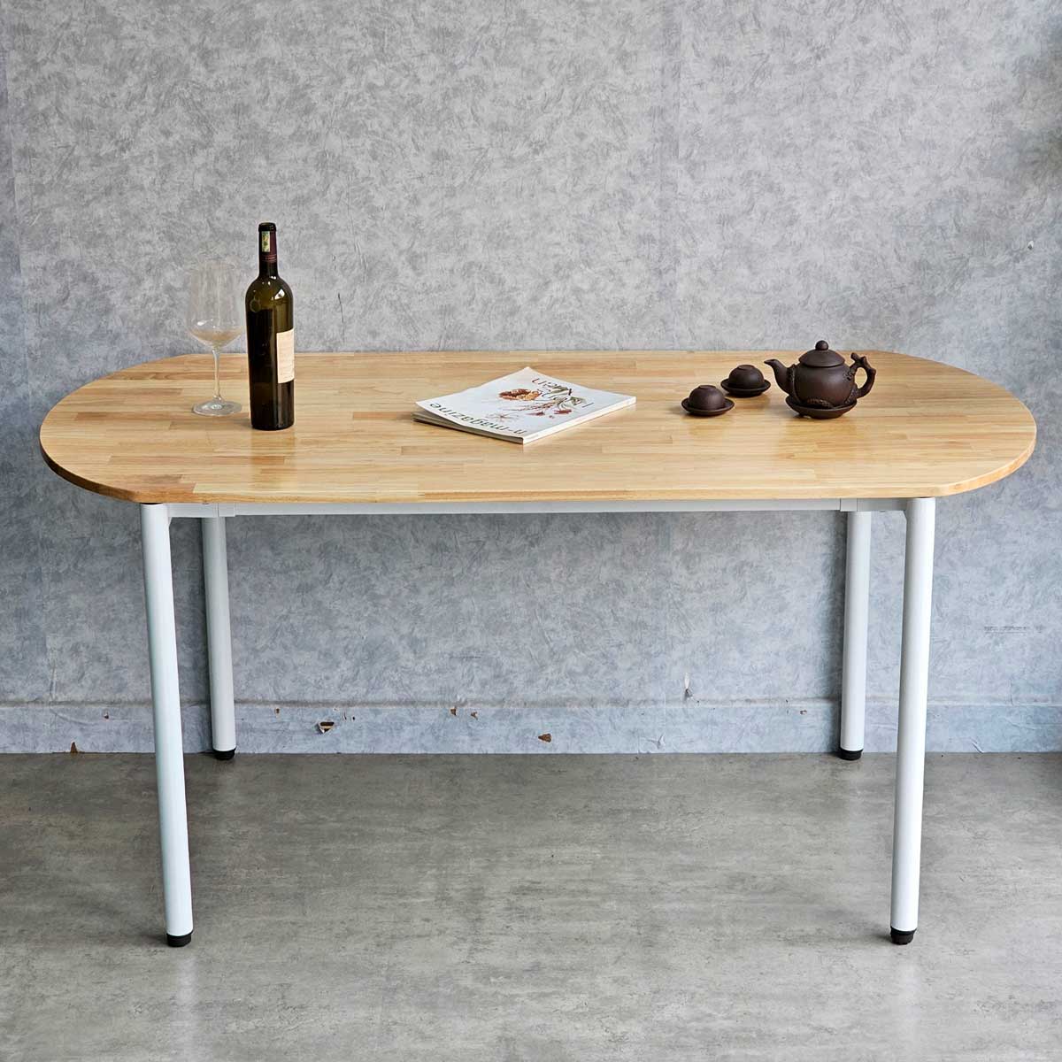 Bàn Oval 160x80cm gỗ cao su chân sắt hệ Hệ OMA II Bàn Oval 160x80cm gỗ cao su chân sắt hệ Hệ OMA II - hình 3