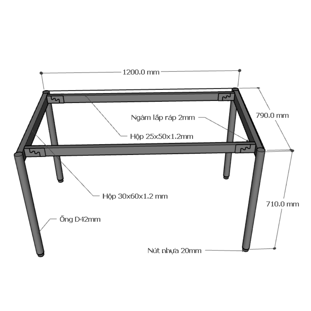 Bàn Oval 160x80cm gỗ cao su chân sắt hệ Hệ OMA II Bàn Oval 160x80cm gỗ cao su chân sắt hệ Hệ OMA II - hình 5
