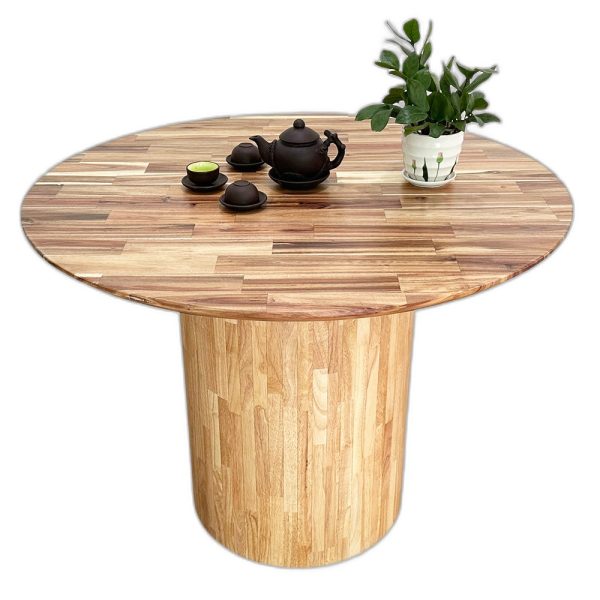 Bàn tròn 100cm gỗ Tràm chân gỗ cao su
