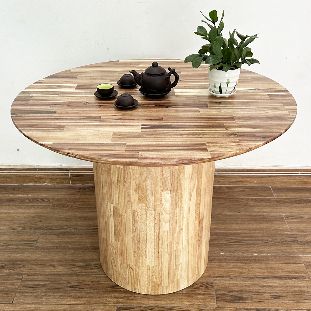 Bàn tròn 100cm gỗ Tràm chân gỗ cao su Bàn tròn 100cm gỗ Tràm chân gỗ cao su - hình 3