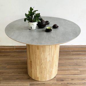 Bàn tròn 1m gỗ Plywood chân gỗ cao su - hình 1