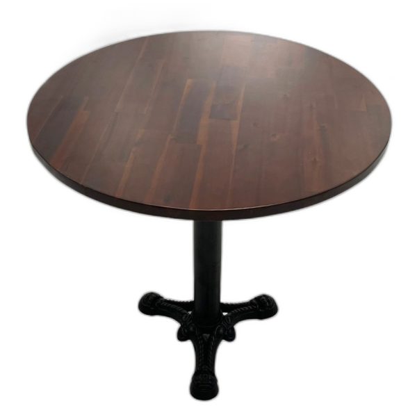 Bàn tròn 80cm gỗ tràm chân sắt đế gang đúc 3 chĩa