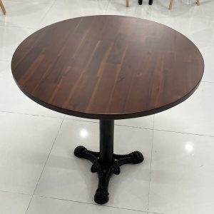 Bàn tròn 80cm gỗ tràm chân sắt đế gang đúc 3 chĩa - hình 1