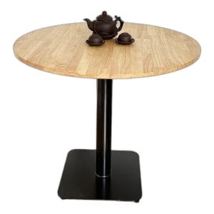 Bàn tròn 80cm gỗ tự nhiên chân sắt đế vuông BA68152
