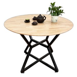 Bàn tròn gỗ cao su chân sắt