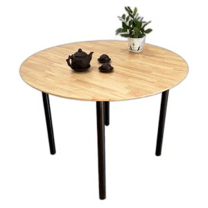 Bàn tròn gỗ cao su chân sắt sơn tĩnh điện