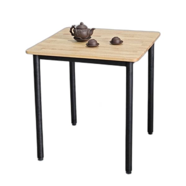 Bàn vuông 70cm gỗ tự nhiên chân sắt tròn BA68151