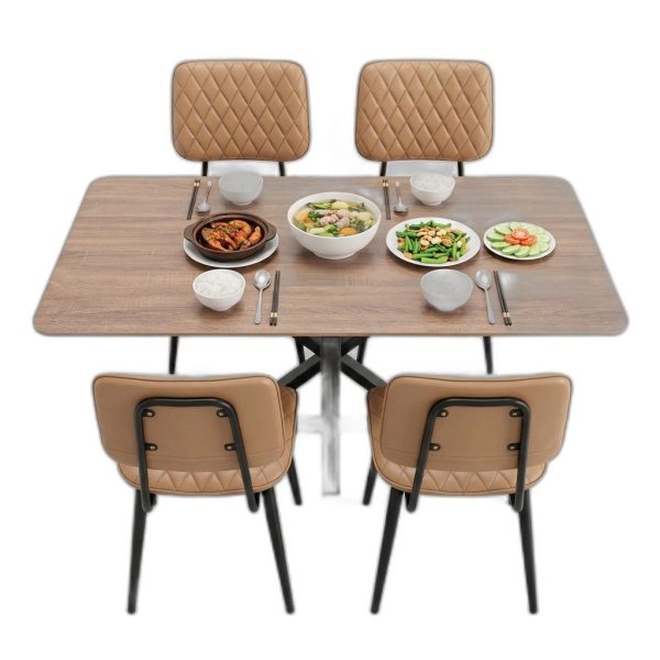Bộ Bàn Ăn 140x80cm Và 4 Ghế Nệm Simili