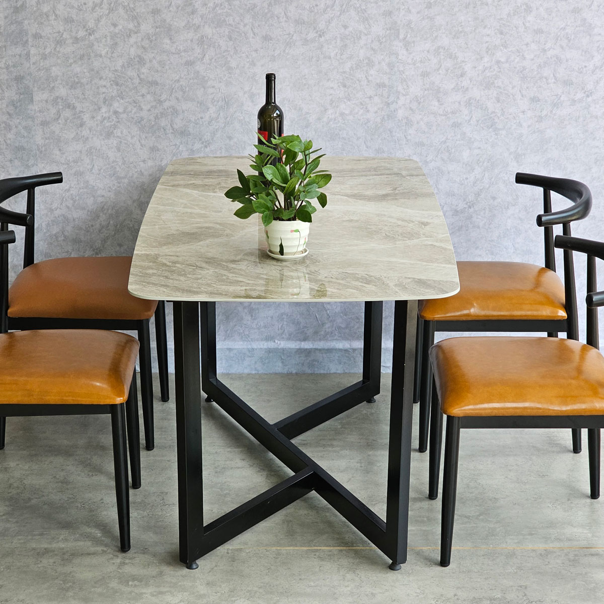 Bộ bàn ăn chữ nhật 140x80cm mặt đá ceramic và 4 ghế ăn Bộ bàn ăn chữ nhật 140x80cm mặt đá ceramic và 4 ghế ăn - hình 1