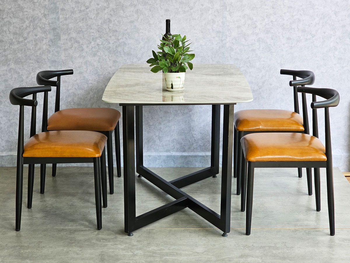 Bộ bàn ăn chữ nhật 140x80cm mặt đá ceramic và 4 ghế ăn Bộ bàn ăn chữ nhật 140x80cm mặt đá ceramic và 4 ghế ăn - hình 2