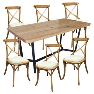 Bộ bàn ăn gỗ thông 160cm và 6 ghế Bixtro - hình 2