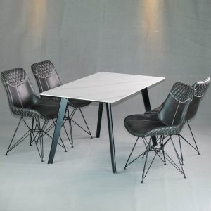 Bộ bàn ăn mặt đá cao cấp và 4 ghế nệm - hình 1