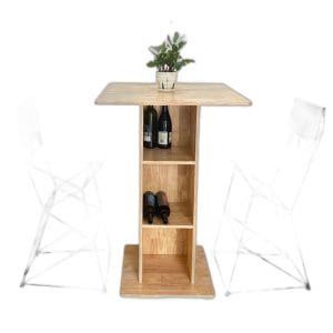 Bộ bàn bar kết hợp tủ và 2 ghế bar gỗ khung sắt C