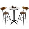 Bộ bàn bar tròn mặt đá và 2 ghế bar tựa lưng gỗ C