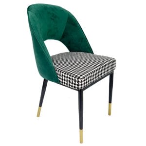 Bộ bàn cafe tròn và 2 ghế nệm vải caro C - hình 1
