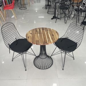 Bộ bàn cafe tròn và 2 ghế sắt Harry C - hình 3