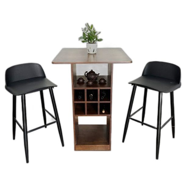 Bộ bàn ghế bar 2 người kết hợp tủ rượu C