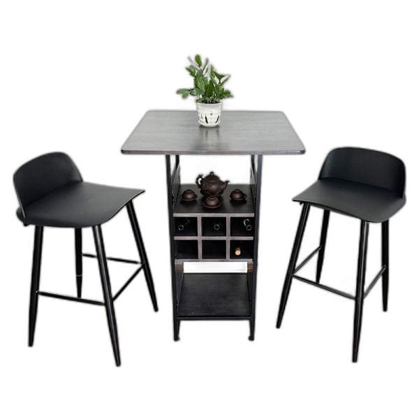 Bộ bàn ghế bar 2 người kết hợp tủ rượu C