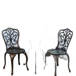 Bộ Bàn Ghế Nhôm Đúc 2 Ghế Hoa Văn Bướm Màu Đồng