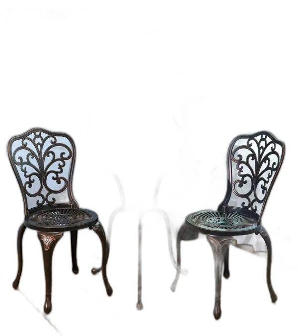 Bộ Bàn Ghế Nhôm Đúc 2 Ghế Hoa Văn Bướm Màu Đồng