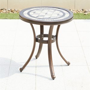 Bộ Bàn Ghế nhôm đúc 2 ghế màu nâu tròn - hình 1