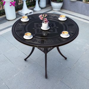 Bộ Bàn Ghế nhôm đúc tròn nâu đồng 4 ghế - hình 1