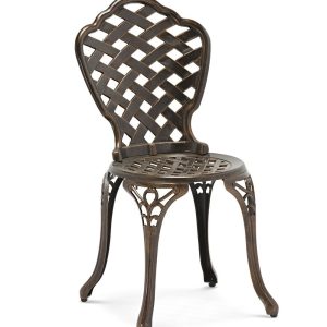 Bộ bàn ghế sân vườn nhôm đúc 4 ghế màu đồng hoa văn lưới tròn - hình 1