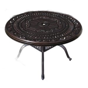 Bộ Bàn Ghế sân vườn nhôm đúc 4 ghế màu nâu tròn