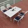 Bộ Bàn Ghế Sân Vườn Nhôm Đúc 4 Ghế Màu Trắng Hoa Văn Lưới Chống Rỉ - hình 5