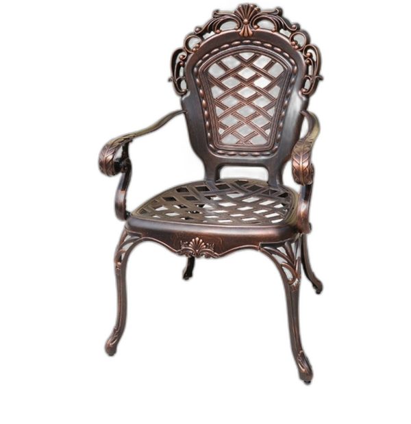 Bộ Bàn Ghế Sân Vườn Nhôm Đúc 8 Ghế Nâu Hoa Văn Chạm Khắc Oval