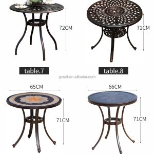 Bộ Bàn Ghế sân vườn nhôm đúc tròn 4 ghế màu đồng - hình 1