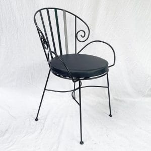 Bộ bàn gỗ me tây dày 5cm và 2 ghế sắt có đệm C - hình 1