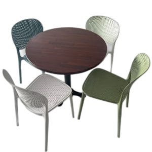 Bộ Bàn Tròn 80cm Và 4 Ghế Nhựa Nhiều Màu C