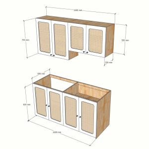 Bộ tủ bếp mini mặt đá hoa cương gỗ cao su - hình 1